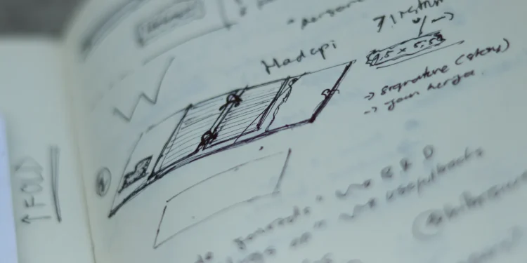 Notebook With Product Design Sketches
