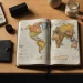 World Map Notebook With Accessories On Desk