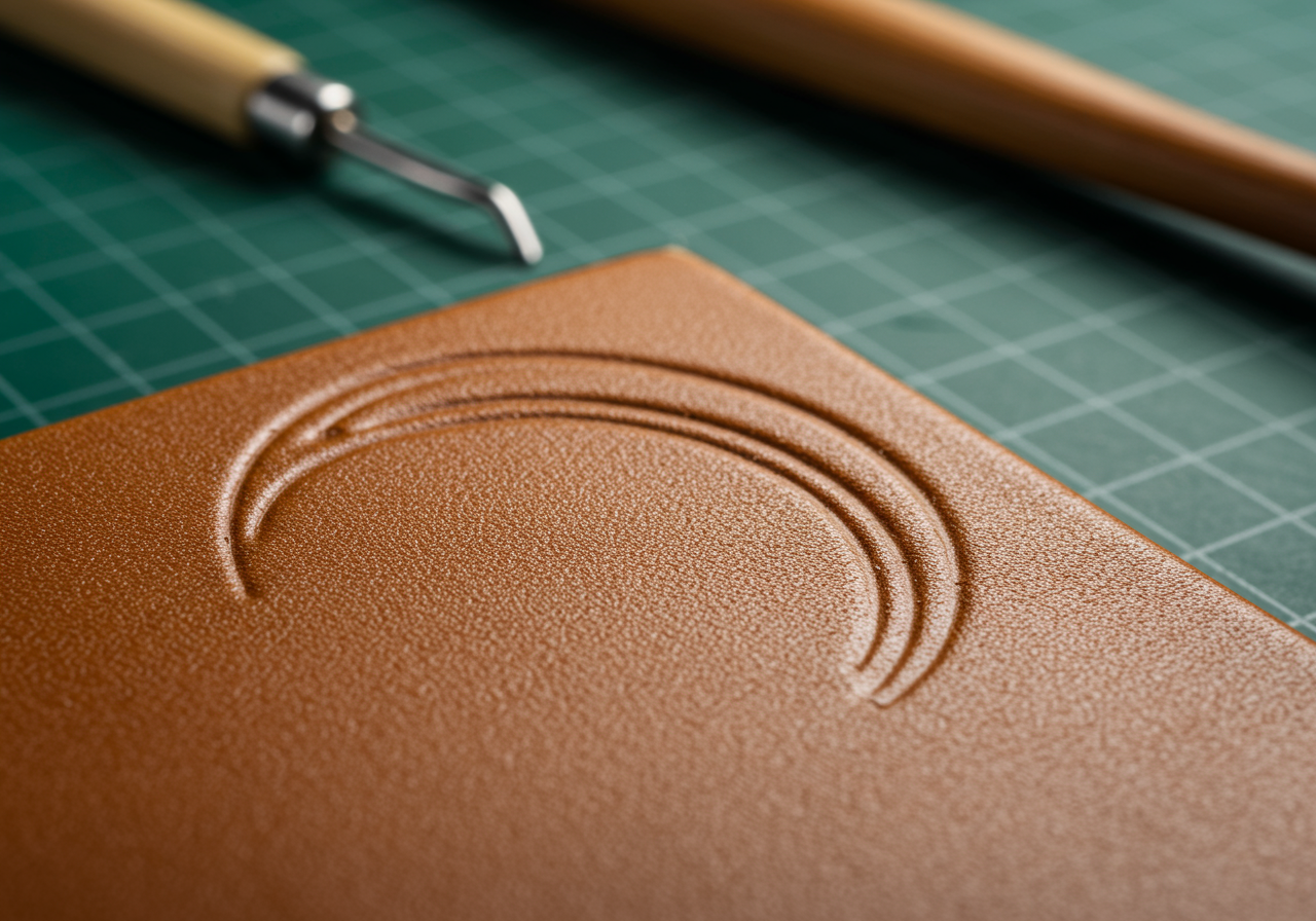 Brown Leather With Etched Design