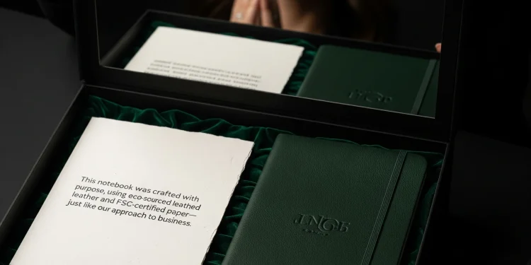 Green Leather Notebook Gift Box