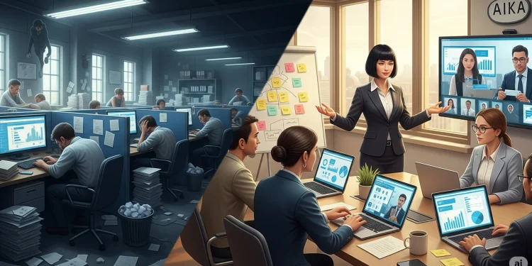 Overwork Vs Meeting Office Scene