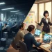 Overwork Vs Meeting Office Scene