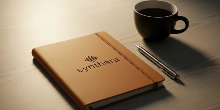 Tan Notebook Synthara Pen Coffee