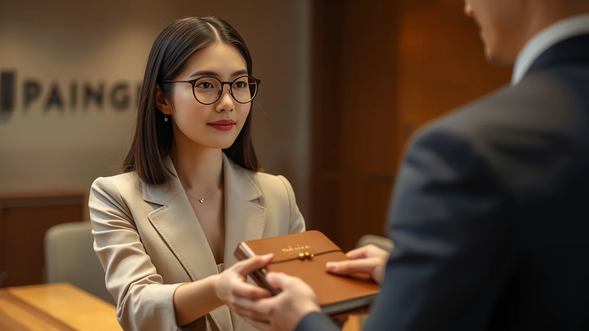 Woman Business Handing Gift Book