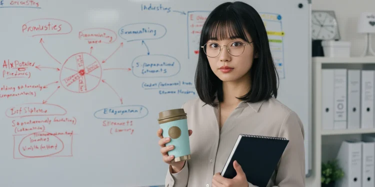Woman With Coffee Notes Board