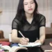 Woman Writing In Notebook Desk Custom Notebook Personalized Journal Standard Order 1