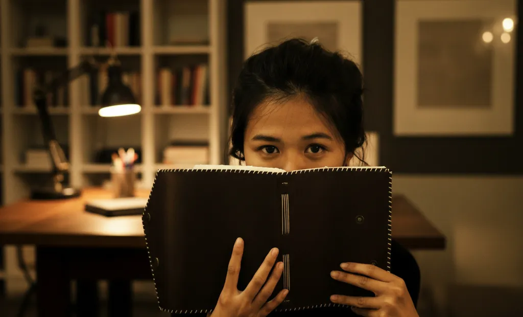 Girl Hiding Behind A Book