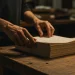 Person Handling Stack Of Paper In Workshop