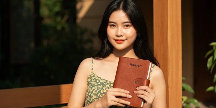 Woman Holding Brown Notebook Outdoor