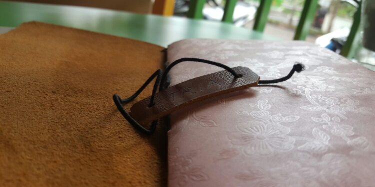 Leather Bound Travel Diary With Tag