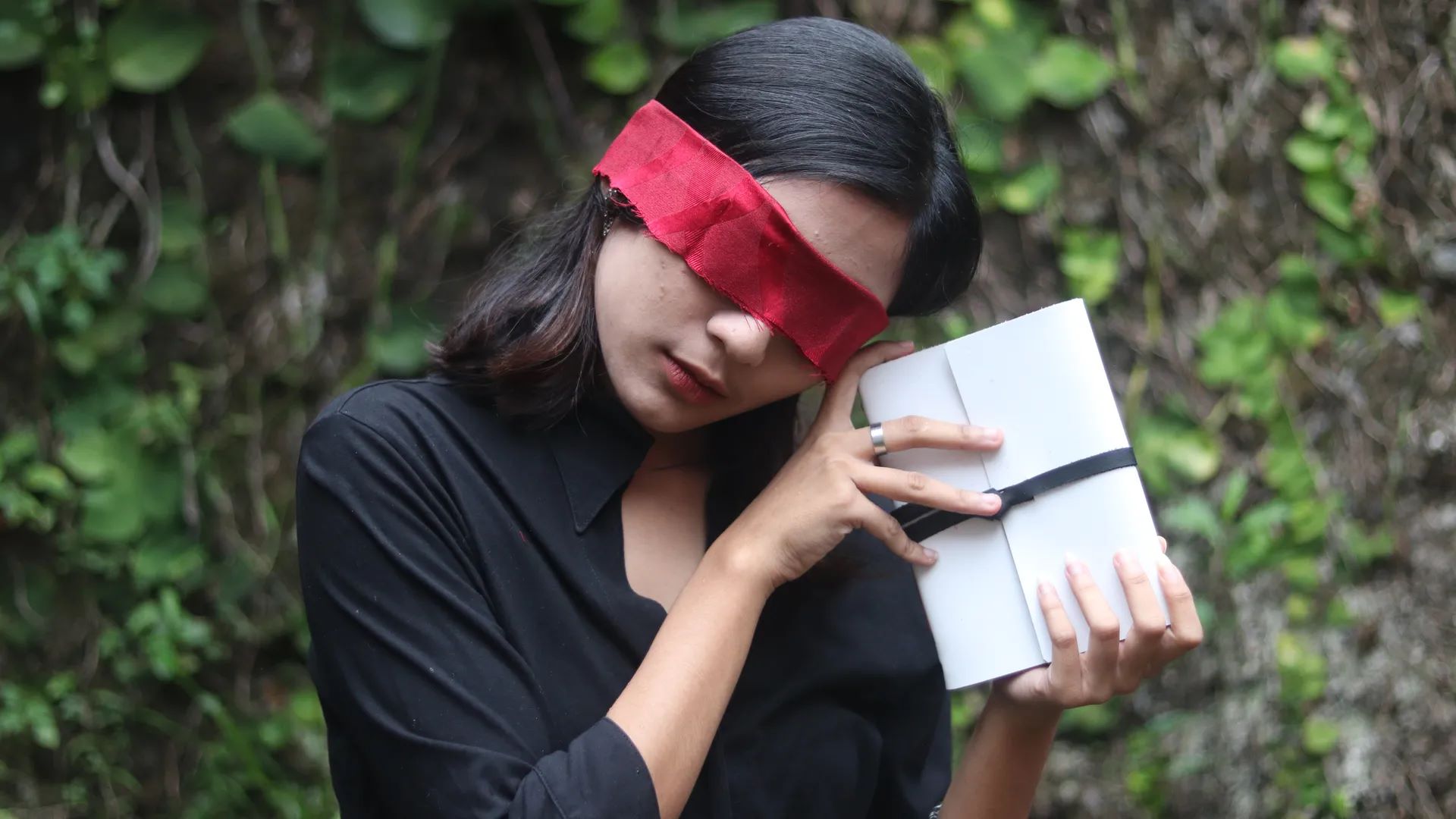 Woman Blindfold White Notebook Custom Notebook Personalized Journal Standard Order