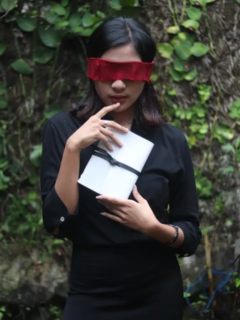 Woman Blindfolded Holding Notebook Custom Notebook Personalized Journal Standard Order 1 Woman Blindfolded Holding Notebook Custom Notebook Personalized Journal Standard Order 1
